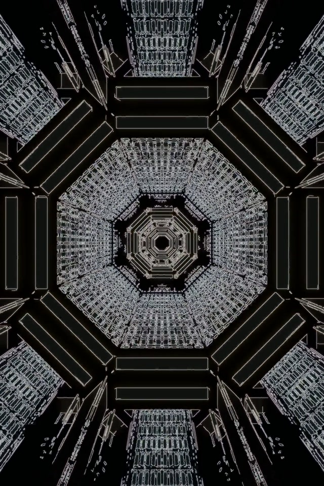 Tuneli la Neon Hifadhi Skrini 2:3 Wima 60fps Octagon Nyeusi VJ Loop PC