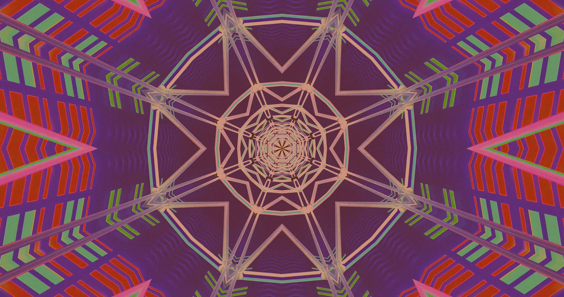 Neon Tunnel Kaleidoscope 4K UHD 60fps screensaver Vj loop