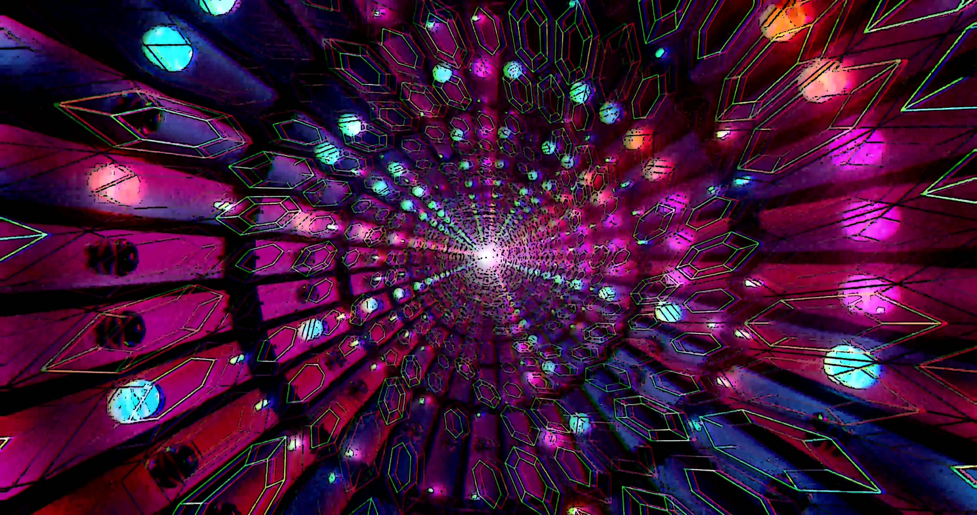 ตัวรักษาหน้าจอ neon tunnel 4k uhd 60fps hexagon purple pink blue vj loop windows 11