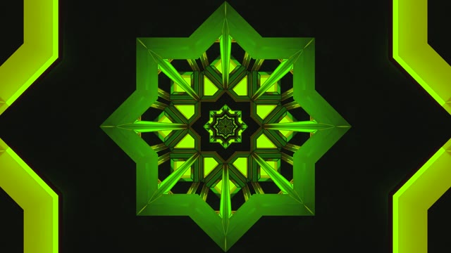 Green Geometric Star Kaleidoscope VJ Loop - Abstract Crystal พื้นหลังการเคลื่อนไหว