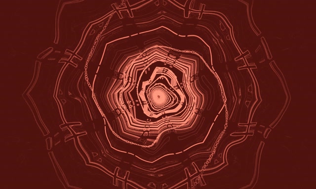 Neon Tunnel Red Spiral Fortress VJ Loop 60fps 5:3 Wide Screensaver