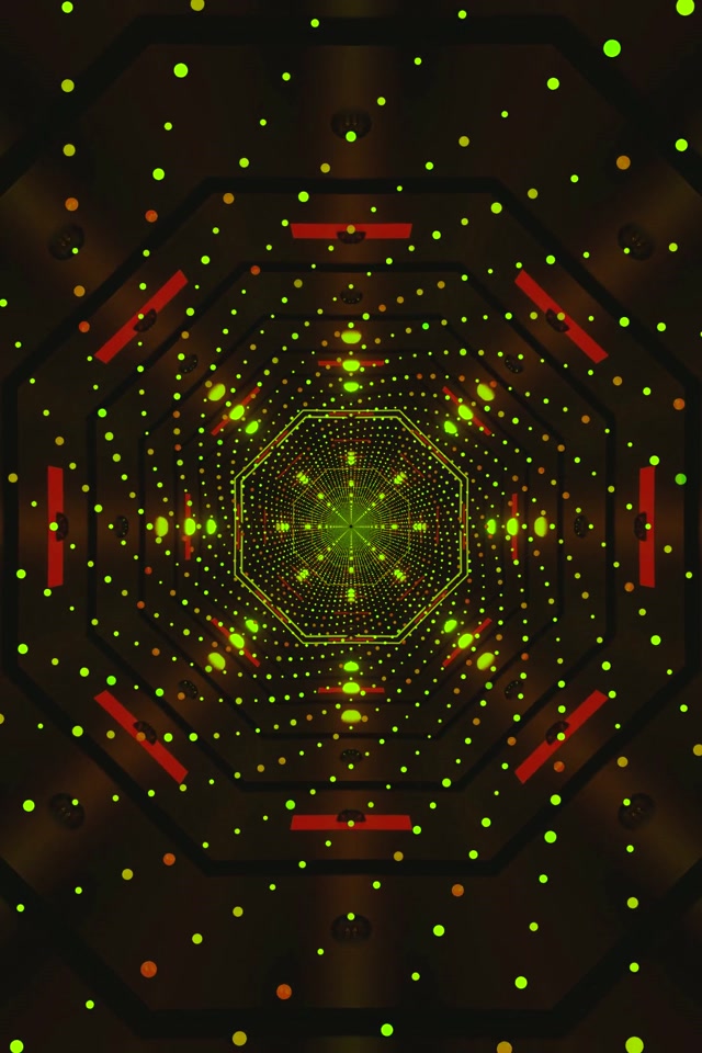 ตัวรักษาหน้าจอ Neon Tunnel 60fps Green Dots Vj Loop 2:3 Photo Portrait PC