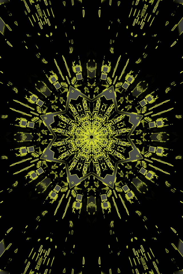 Neon Tunnel Blue Star Kaleidoscope VJ Loop 2:3 Photo Portrait 60fps Screensaver