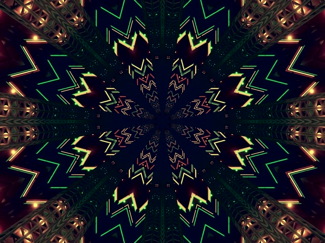 Neon Tunnel Kaleidoscope Green Screensaver 4:3 Classic 60fps VJ Loop