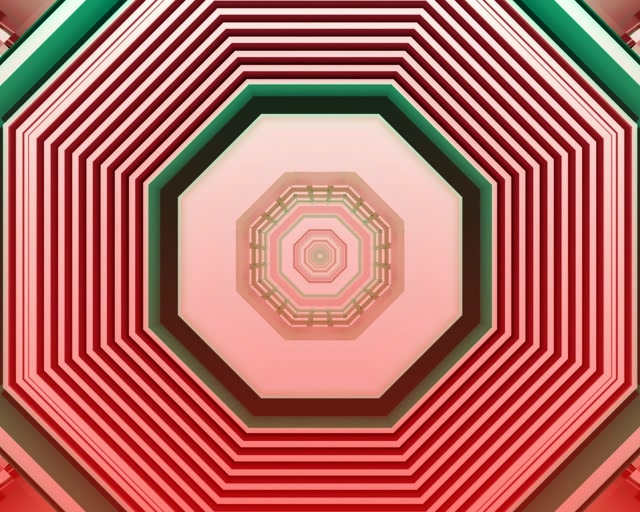 Red Octagon Neon Tunnel Screensaver 5:4 industrial 60fps Vj loop