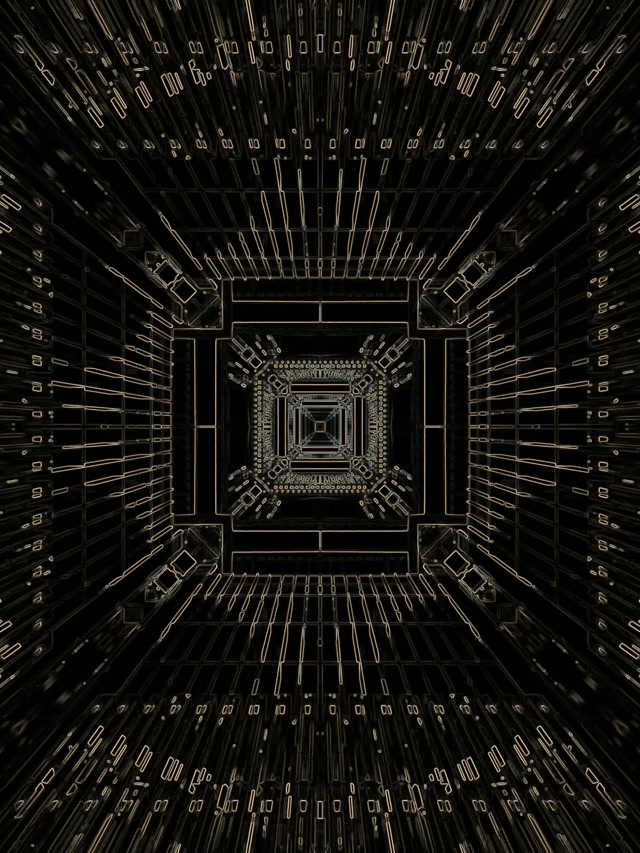 Neon Tunnel Gold Circuit Grid VJ Loop 60fps 3:4 iPad Portrait ตัวรักษาหน้าจอ