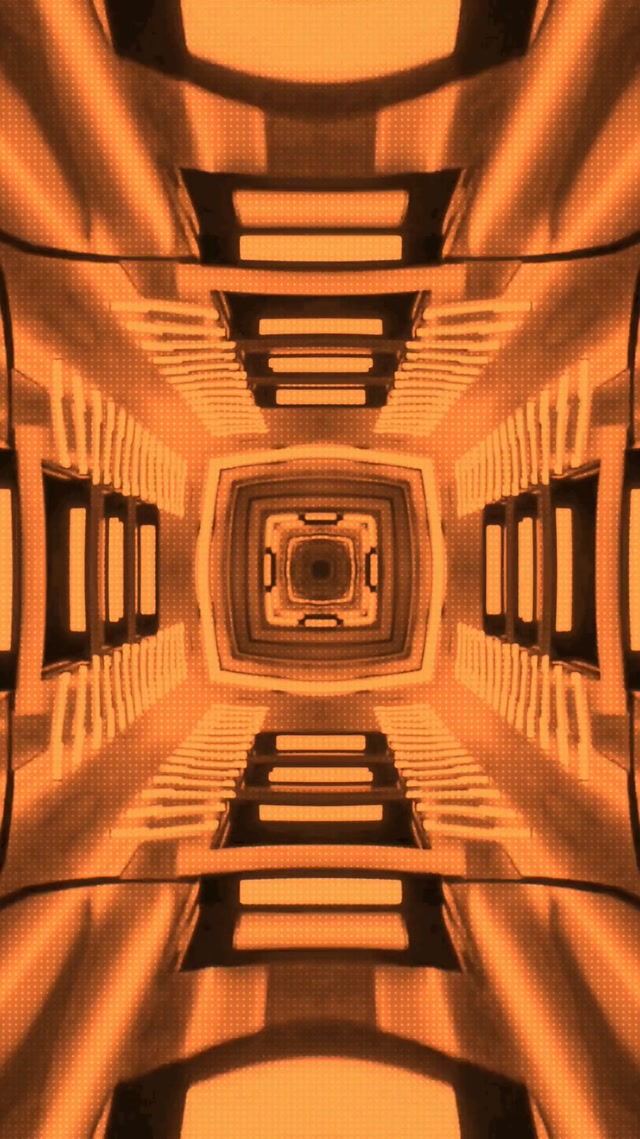 อุโมงค์นีออน กรวยแฟร็กทัลส้ม VJ Loop 9:16 Reels 60fps Screensaver