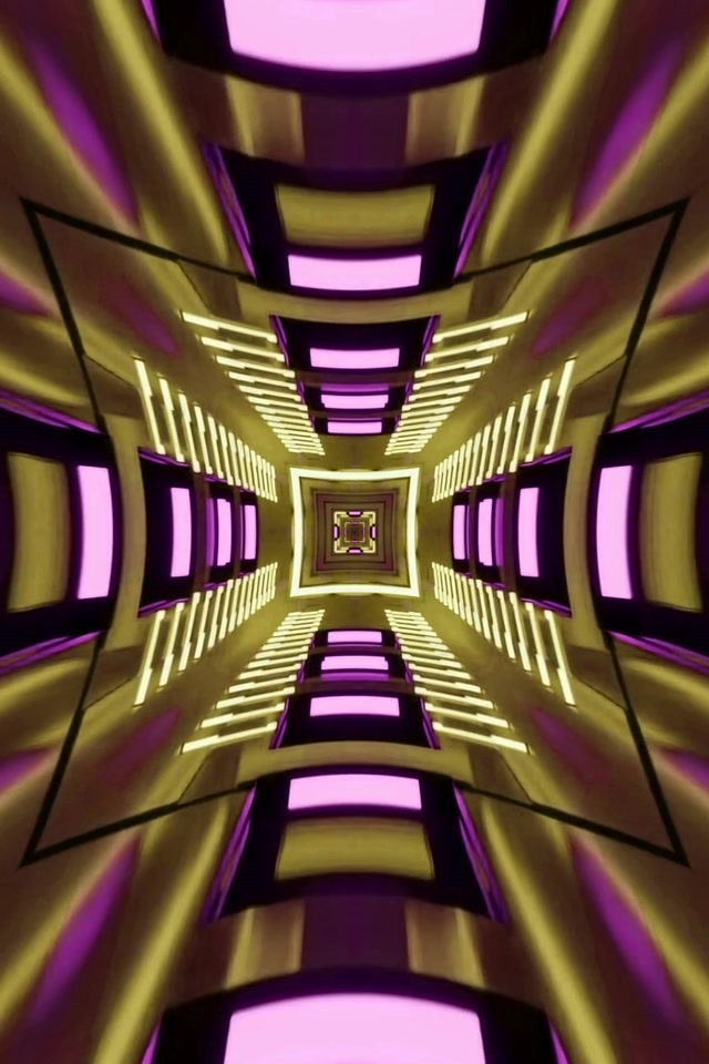 Neon Tunnel Purple Gold Kaleidoscope 2:3 Portrait 60fps Screensaver VJ Loop