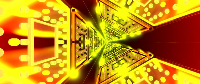 Neon อุโมงค์นีออน PCB Circuit Yellow Gold VJLoops 2.39:1 Cinemascope 60fps Screensaver