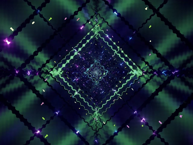 อุโมงค์นีออน กรวยเพชรเขียว VJ Loop 4:3 Classic 60fps Screensaver