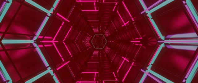 อุโมงค์นีออน Hexagon Grid VJLoops 2.39:1 Cinemascope 60fps สกรีนเซฟเวอร์