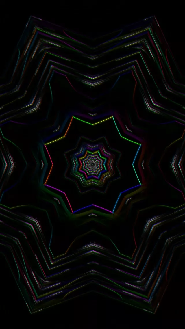 9:16 Reels 60fps Neon Tunnel Screensaver - Colorful Star Vortex Loop