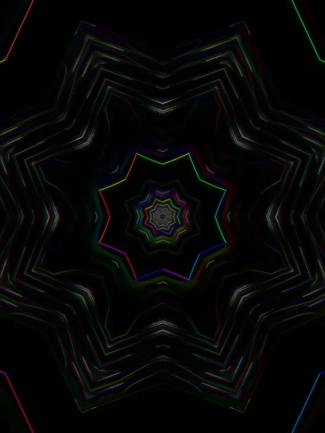 Neon Tunnel Kaleidoscope VJ Loop 3:4 iPad 60fps Screensaver