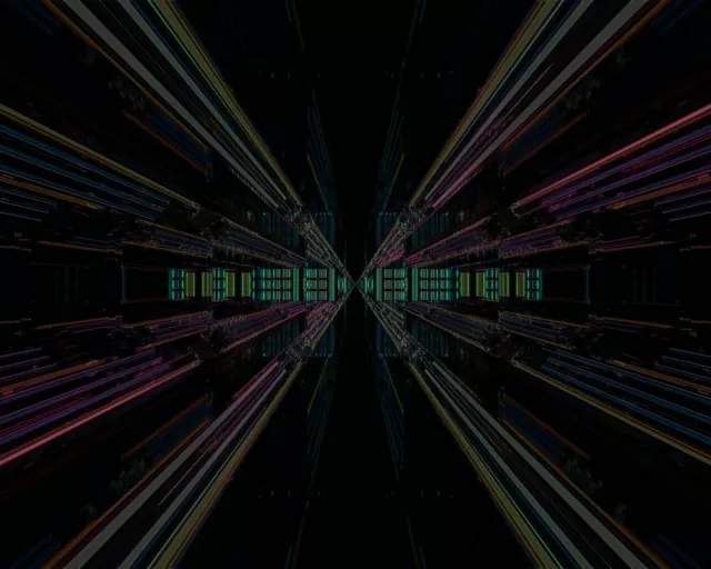 5:4 Industrial Neon Tunnel Vj Loop 60fps Screensaver Cyan Grid