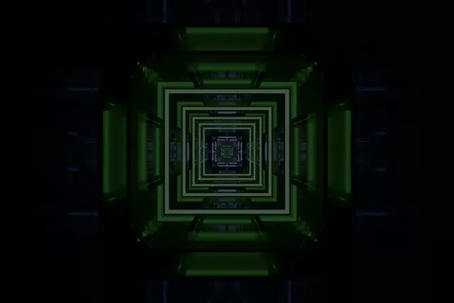Neon Tunnel Vj Loop 3:2 60fps Green Square Screensaver