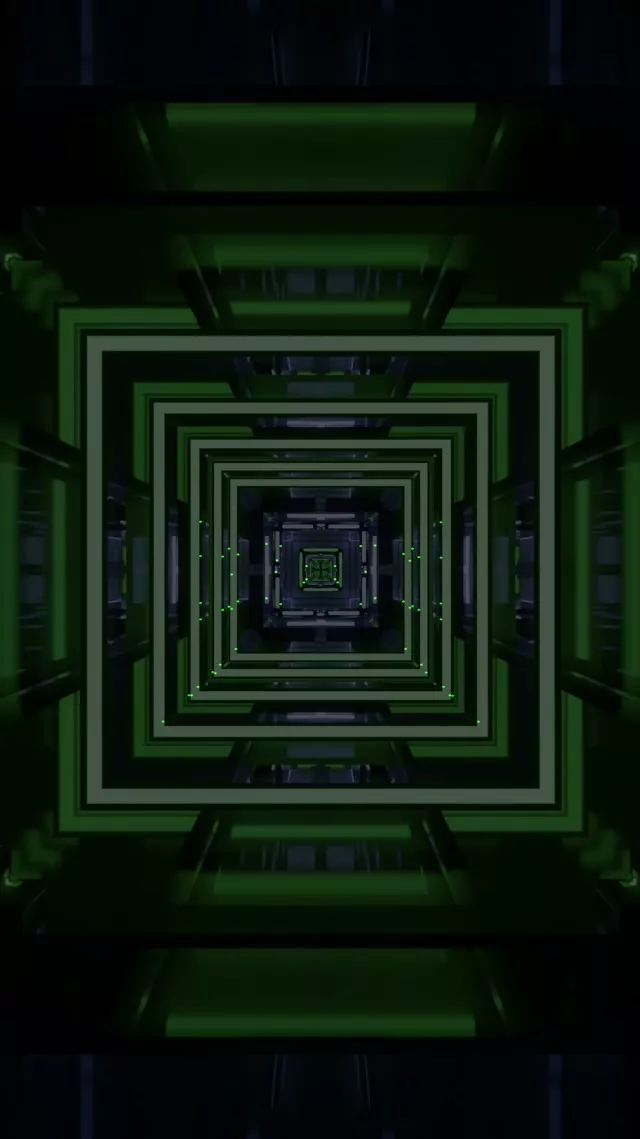 Neon Tunnel VJ Loop 9:16 Reels 60fps Screensaver Concentric Square Vortex
