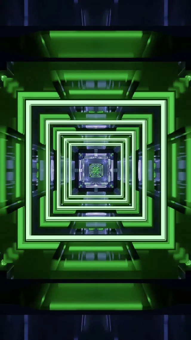 Neon Tunnel Square Vortex 9:16 Reels 60fps Screensaver VJ Loop