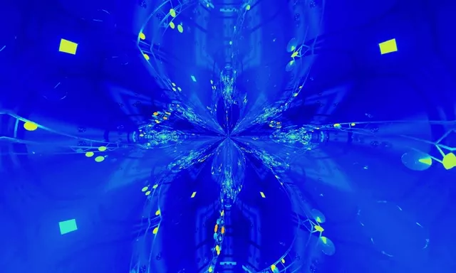 Blue Neon Tunnel Kaleidoscope Burst 5:3 Wide 60fps VJ Loop Screensaver