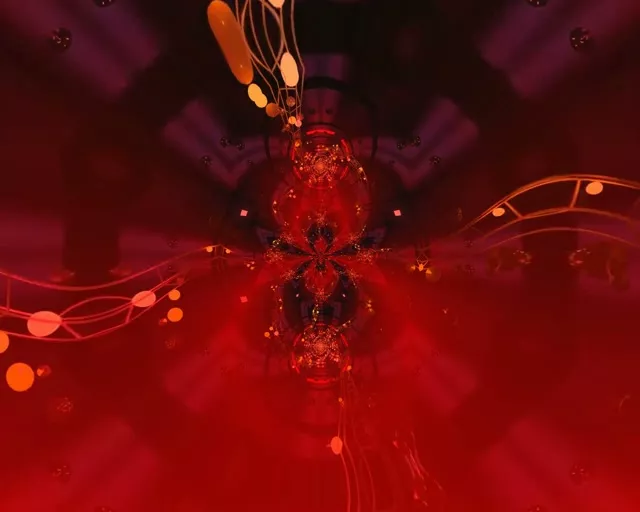 5:4 Industrial Neon Tunnel VJ Loop 60fps Pulsating Red Orb Screensaver