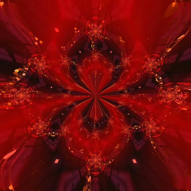 Red Kaleidoscope Neon Tunnel 1:1 Square 60fps Screensaver VJ Loop
