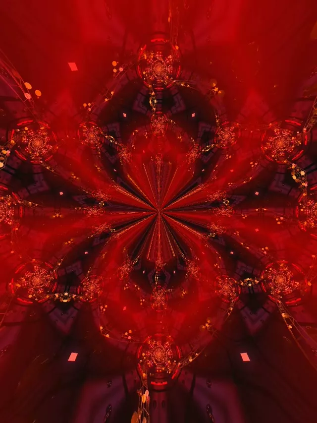 Red Neon Tunnel Kaleidoscope Burst 3:4 iPad Portrait 60fps Screensaver VJ Loop