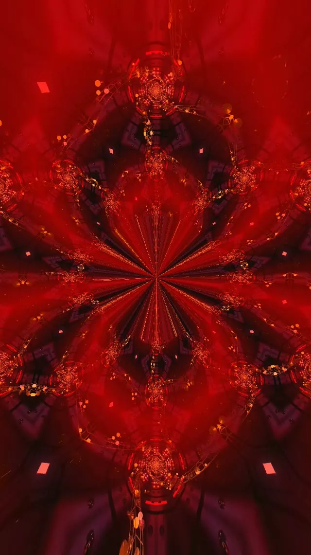 Pulsating Red Kaleidoscope Neon Tunnel 9:16 Reels 60fps Screensaver VJ Loop