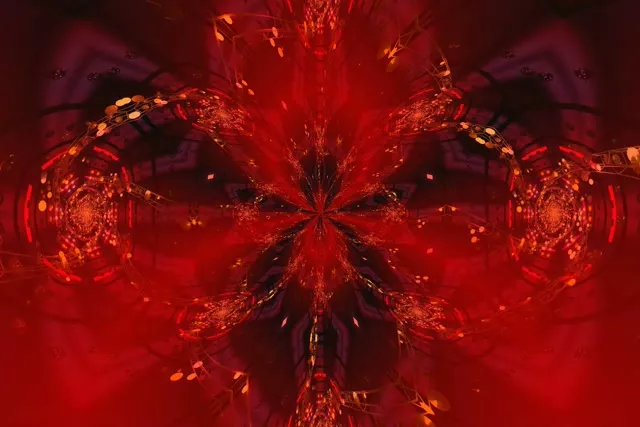 Red Radiant Kaleidoscope Neon Tunnel | VJ Loop 60fps 3:2 Screensaver
