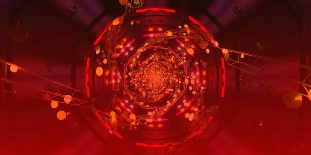 Pulsating Red Neon Tunnel Vortex 2:1 Univisium 60fps VJ Loop Screensaver
