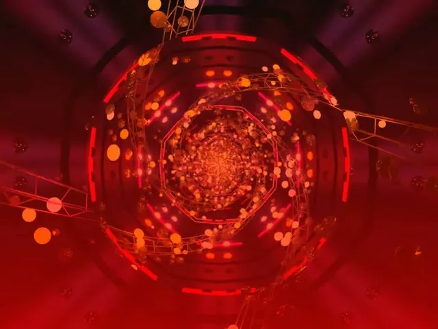 Pulsating Red Orange Neon Tunnel Vortex 4:3 Classic 60fps Screensaver VJ Loop