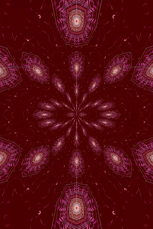 Pulsating Crimson Kaleidoscope Neon Tunnel | 9:16 Portrait 60fps VJ Loop Screensaver