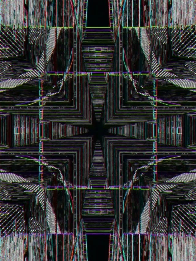 Symmetrical Neon Tunnel VJ Loop 3:4 iPad Portrait 60fps Screensaver