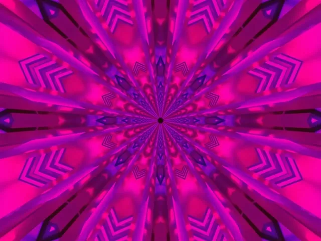 Pulsating Magenta Kaleidoscope Neon Tunnel VJ Loop 60fps 4:3 Screensaver