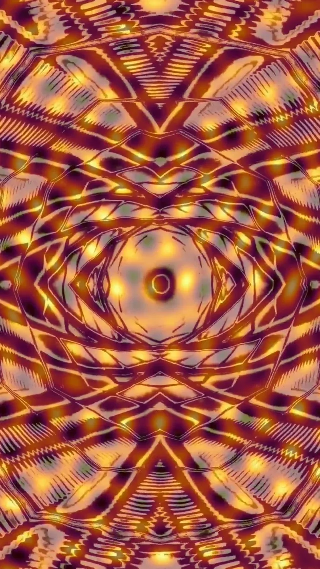 Neon Tunnel Vj Loop 9:16 Reels 60fps Screensaver Pulsating Gold Kaleidoscope