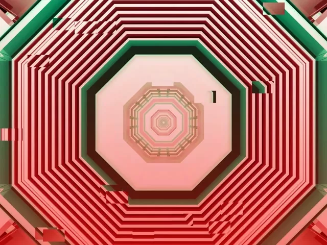 4:3 Classic Neon Tunnel Screensaver | 60fps Octagonal Vortex VJ Loop