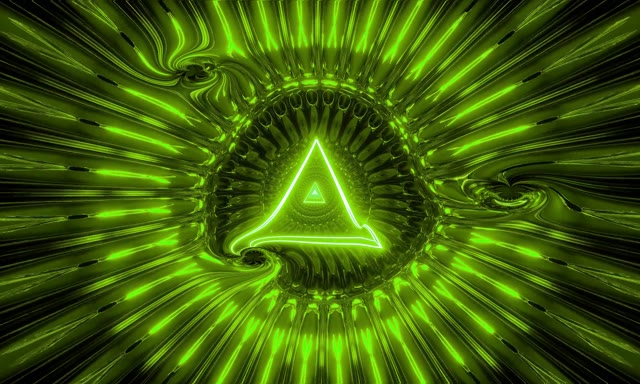 Green Neon Triangle Tunnel VJ Loop 5:3 Wide 60fps Screensaver