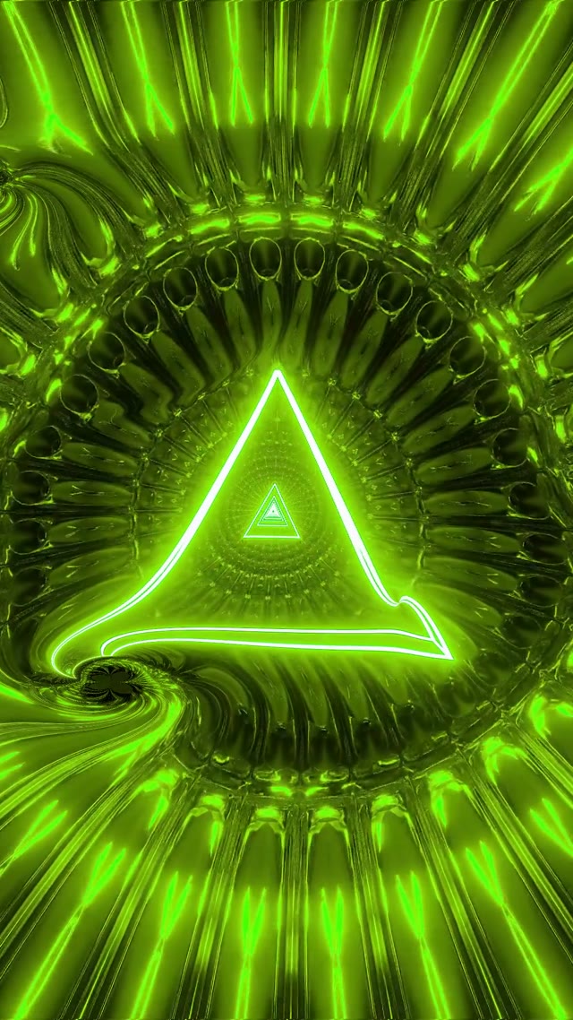 Green Neon Tunnel Triangle VJ Loop 9:16 Reels 60fps Screensaver
