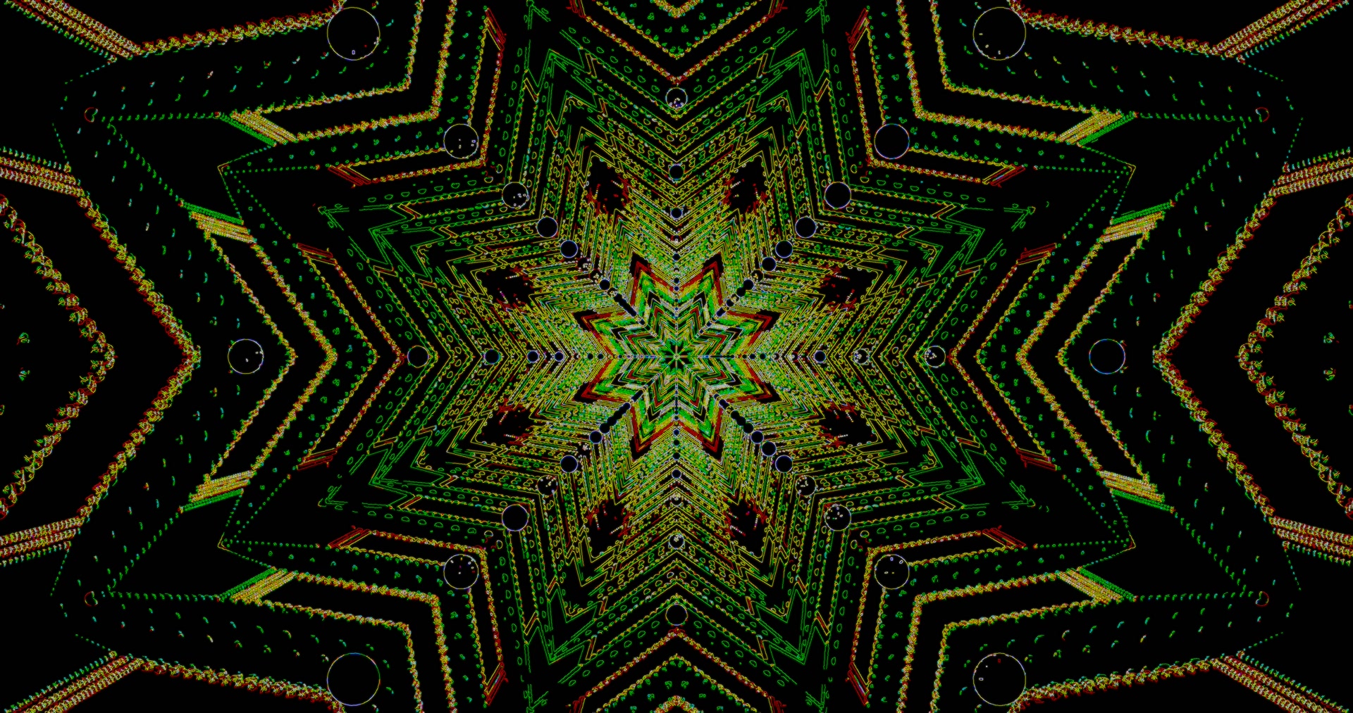 Neon Tunnel Berde Star Kaleidoscope Screensaver 4K UHD 60fps VJ loop