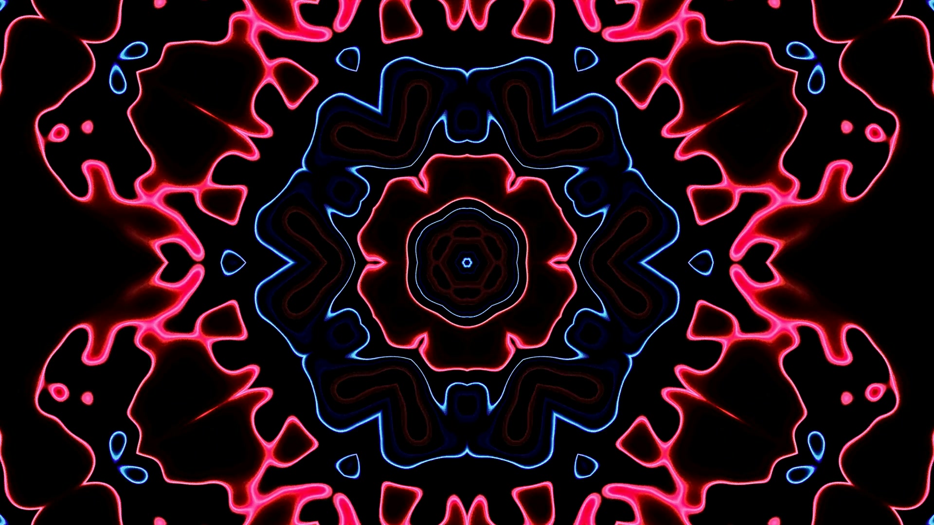 Neon Tunnel Screensaver 4K UHD 60fps Pink Asul Kaleidoscope VJ Loop