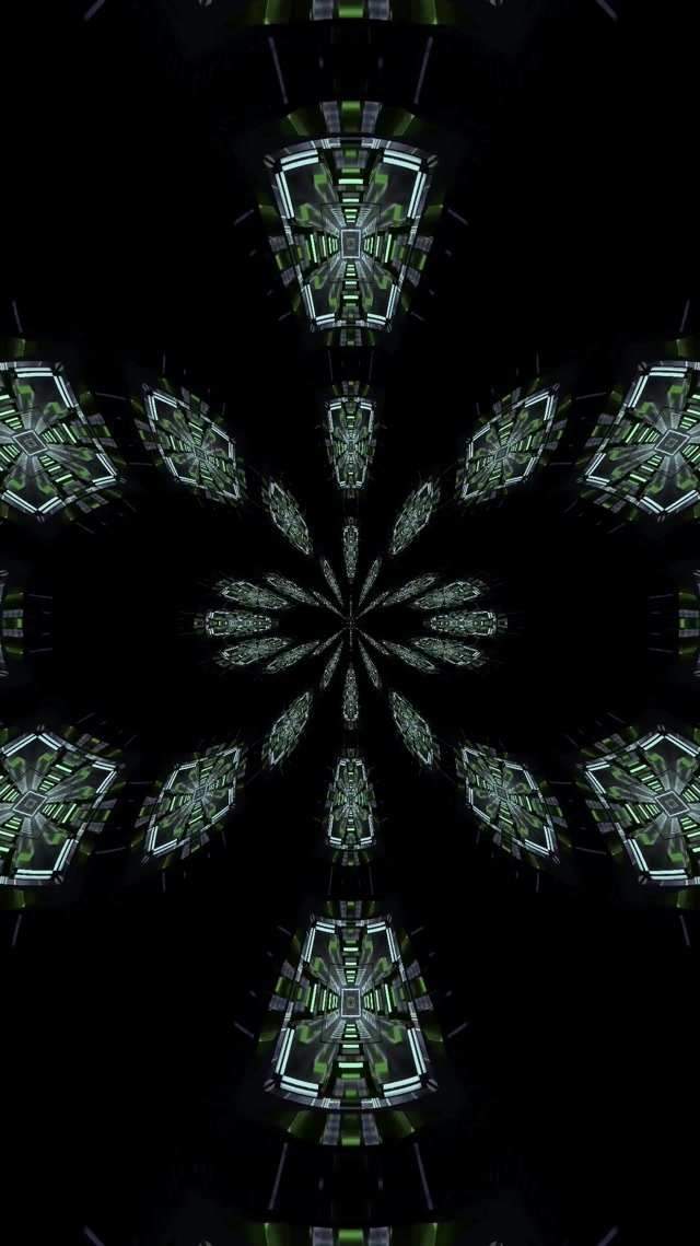Neon Tunnel Sci-Fi Kaleidoscope VJ Loop 9:16 Reels 60fps Screensaver