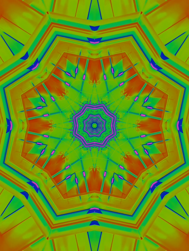 Neon Tunnel Kaleidoscope Star VJLoops 3:4 iPad Portrait 60fps Screensaver