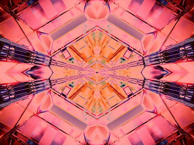 Neon Tunnel Rosas na Brilyante Kaleidoscope VJ Loop 4:3 Classic 60fps Screensaver