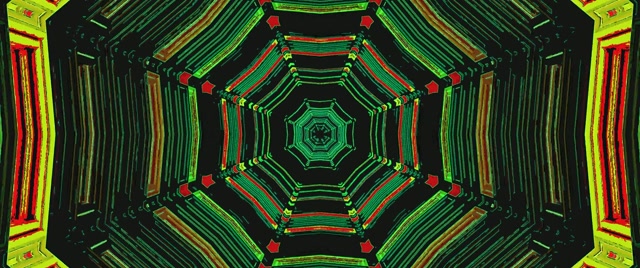 Neon Tunnel Berdeng Octagon Screensaver 60fps 2.39:1 Cinemascope VJ Loop