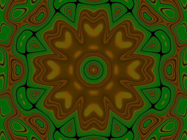 Neon Tunnel Berde-Ginto na Mandala Bloom 4:3 Classic 60fps Screensaver VJ Loop