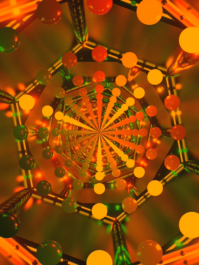 Neon Tunnel Orange Hexagon Screen Saver 3:4 iPad Portrait 60fps VJ Loop