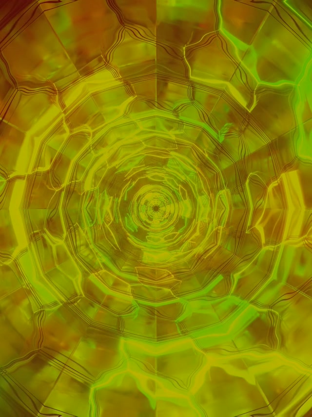 Neon Tunnel Spiral Polygon Vortex Berde Ginto VJ Loop 3:4 iPad Portrait 60fps Screensaver