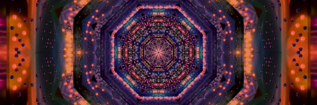 Neon Tunnel Octagon Kaleidoscope VJLoops 3:1 Triple Wide 60fps Screensaver