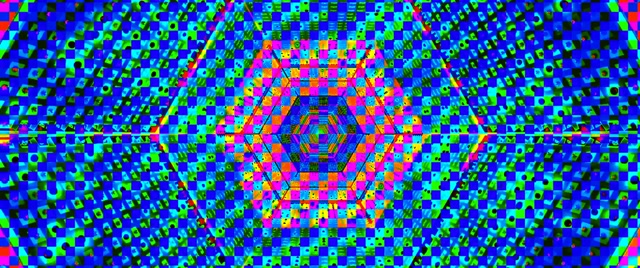 Neon Tunnel Hexagon Grid VJLoops 2.39:1 Cinemascope 60fps Screensaver