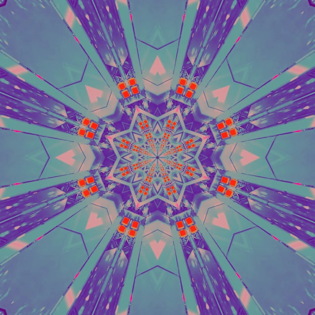 Neon Tunnel Kaleidoscope Star Burst Blue VJ Loop 1:1 Square 60fps Screensaver