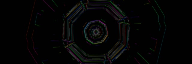 Octagonal Neon Tunnel Vortex 3:1 Triple Wide 60fps VJ Loop Screensaver