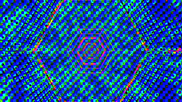 neon tunnel screensaver 4K UHD 60fps asul berde checkered pattern VJ loop windows 11